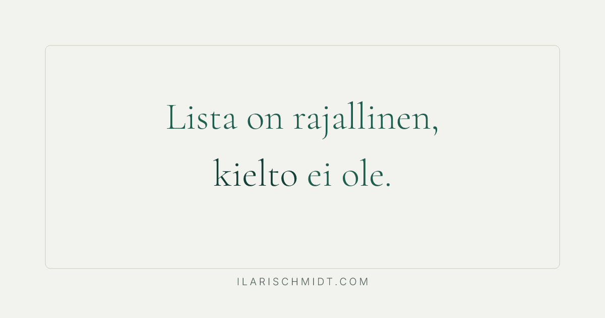 Kuuden sanan lista oli ohjeen tärkein kohta