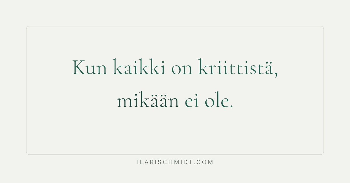 Mitä jätin korostamatta